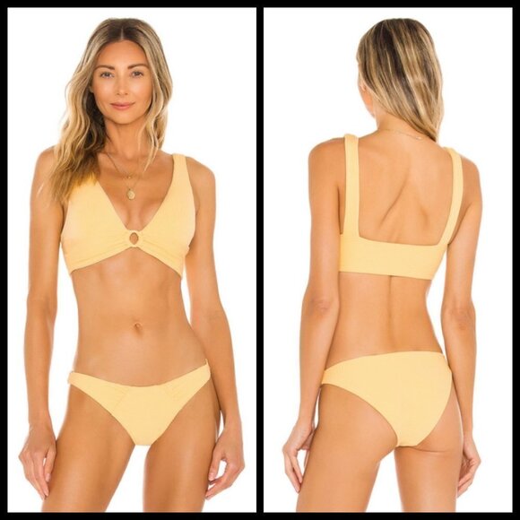 💕L*SPACE💕 Eco Chic Repreve Fisher Bikini Top ~ Ribbed Golden Hour Medium M NWT - Picture 1 of 12
